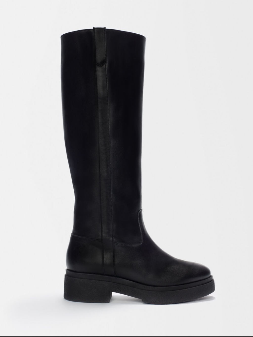 Maje Platform Leather Knee High Riding Boots, Black, 37.5